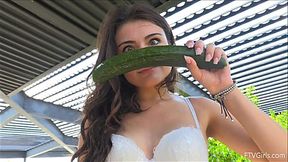 Sexy babe fucks herself with cucumber - Solo Porn - HD - 9:43 video - from XGroovy