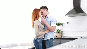 Ginger nympho Candy Red gets her treasure pussy stretched on the table - HD - 5:01 video - from XCafe