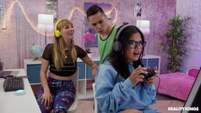 Gamer girl fucks bestie's boyfriend during streaming! - Angel Youngs - HD - 7:00 video - featuring Angel Youngs - from Fapnado