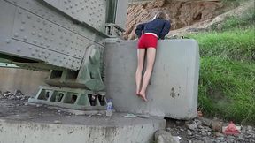 Strong girl in flip flops tries to move bridge and gets stuck - HD - 11:33 video - from XVideosRed