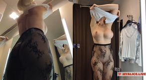 Try on haul see-through clothes in dressing room. Naked Blonde with Big Tits - HD - 5:17 video - from xHamster