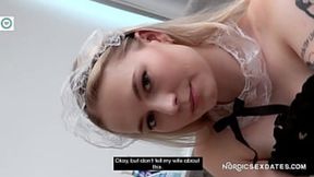 Cheating husband enjoys blonde cleaning lady's amateur blowjob - SD - 13:23 video - from Babe4