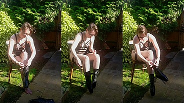 The process of lacing up and locking on my ballet boots in the gloriously sunny garden - HD - 4:25 video - from Sheer
