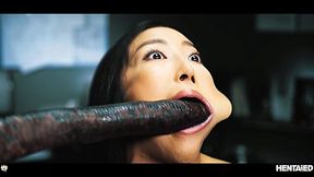 Asian babes is face fucked and creampied by Aliens with huge black cocks - HD - 15:00 video - featuring Emiri Momota - from XGroovy