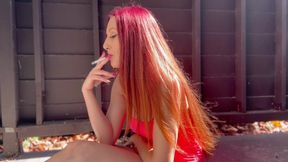 Italian Milf Artemisia Love hot solo smoking session outdoor long hair fetish - HD - 5:17 video - from xHamster