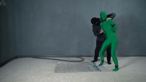 Bondage green zentai leather handcuffs in a vacuum bag - HD - 10:02 video - from LoyalFans