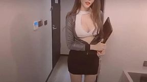Beautiful asian teen with perfect body having passionate sex with her co-worker - HD - 13:42 video - from XGroovy