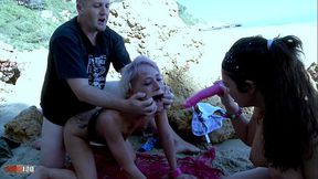 Anal threesome with Stella Johanssen and Nicky Wayne on a public beach - SD - 22:26 video - from XVideosRed