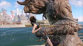 The Deathclaw impales Ellie on his huge monster cock - HD - 4:16 video - from AnimeHentaiXHub