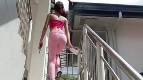 Asian Babe Fuck After Hard Gym Session with and Without Pink Leggings - HD - 8:57 video - featuring Thinyone - from xHamster