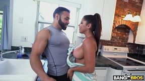 Cuban MILF Diamond Kitty seduces handsome bearded guy and swallows his cock greedily - HD - 4:56 video - featuring Derrick Ferrari - from AnySex