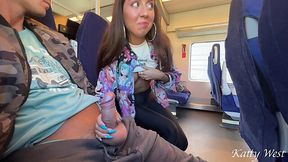 Sexy Slim Russian Hottie Pleases a Stranger With a Risky Handjob & Blowie Right On the Train - HD - 4:56 video - from XGroovy