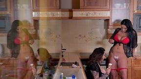 dirty kitchen stories - busty lesbians play with ice cream - HD - 22:13 video - from PornBox