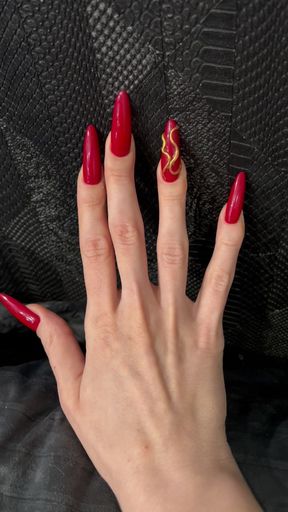 My New Red Long Nails and Long Fingers - HD - 5:35 video - from FapHouse