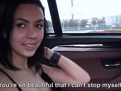 Gorgeous brunette hitchhiker needs a lift to the airport and fucked - 6:10 video - featuring Sheri Vi - from SleazyNEasy