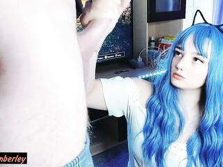 Prone Bone Screw and Creampie for Cute Teen with Blue Hair - HD - 7:17 video - featuring Dolly Sky - from FreePorn8