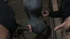 Totally wrapped in cloth and hanging upside down chick gives BJs - 6:30 video - from MyLust