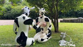 DUO OUTDOOR HUCOW MILKING IN LATEX - HD - 15:38 video - from LoyalFans