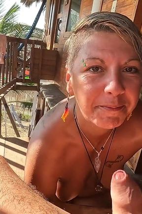 A Nice Blowjob on the Terrace Overlooking the Beach - HD - 0:39 video - from xHamster