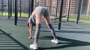 Cute-faced Russian teen gives blowjob after outdoor workout - HD - 7:06 video - from XGroovy