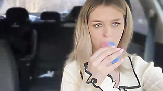Cool Blond in Bosom-Baring Garment Taunts in Camper - HD - 24:43 video - from PornDR