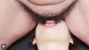 Taboo lesbian sex with hairy mature mom and sexy girl - HD - 6:15 video - from xHamster