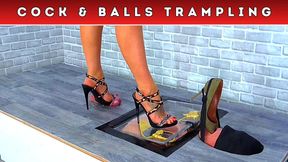Stamping On Your Cock & Balls In My Strappy Leopard Stilettos (131) - Cock Cam - Trampling CBT Heels Crush - HD - 11:17 video - featuring Spikey Dee - from LoyalFans