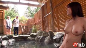 Hairy and natural-titted Asian Haruka Aizawa gets a double blowjob and - HD - 16:00 video - from SexPester